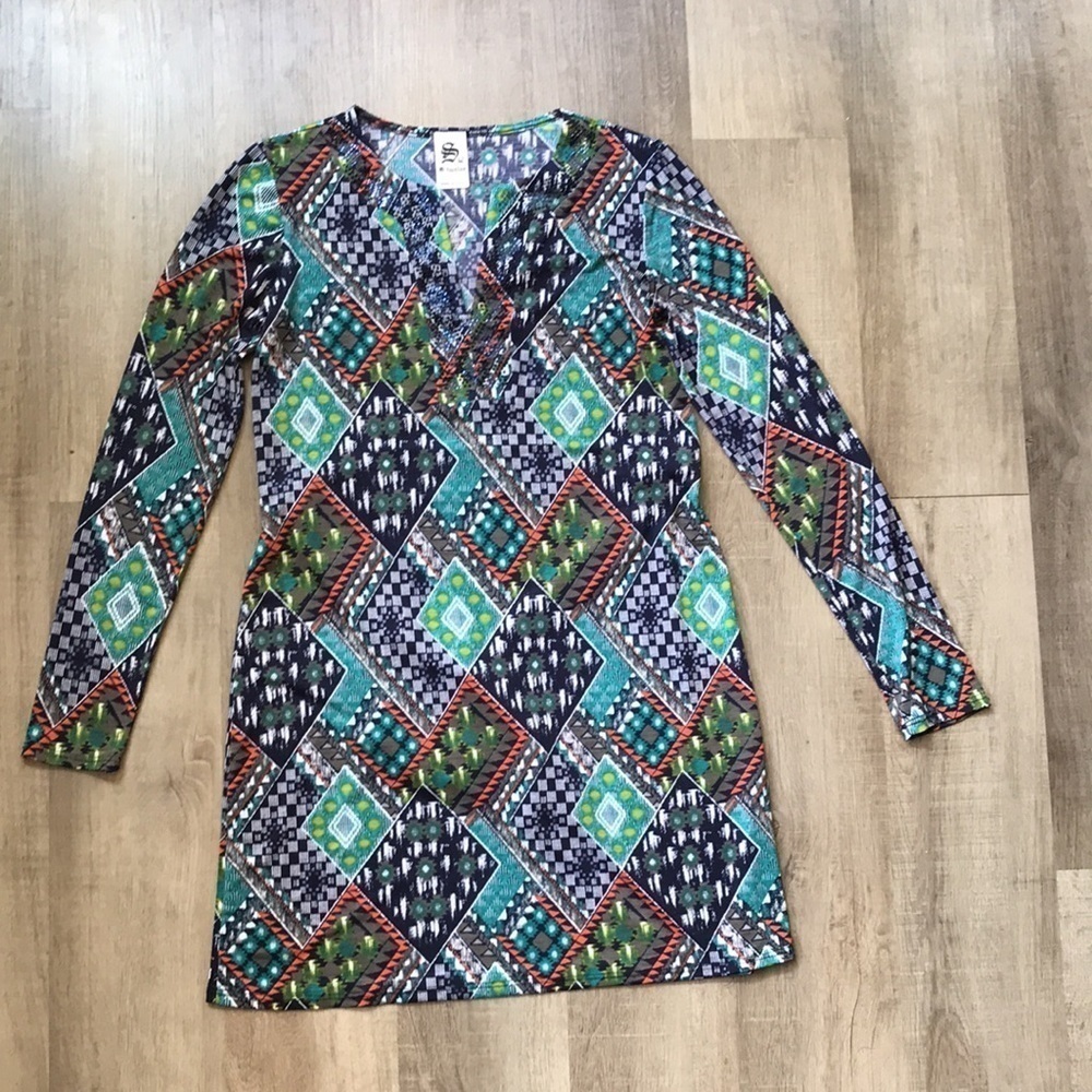 S-12 tunic dress multicoloured with belt